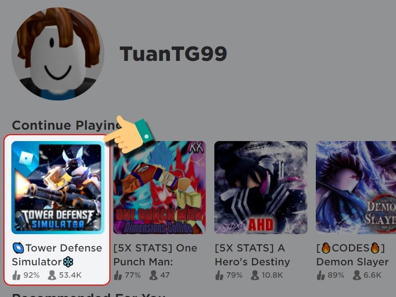 Mở Tower Defense Simulator trên Roblox