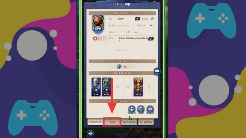 Chọn mục đổi quà trong giao diện game