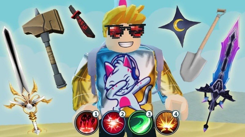 Nhân vật Roblox với nhiều loại vũ khí đặc biệt.