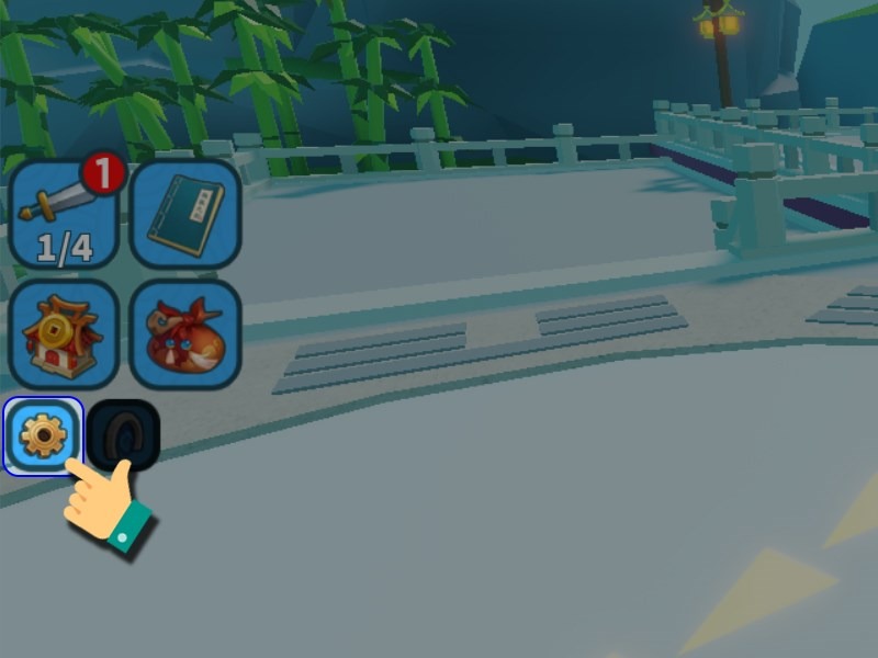 Vị trí nút cài đặt để nhập code trong Roblox.