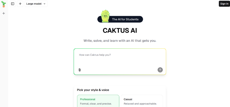 Giao diện Caktus AI dễ sử dụng