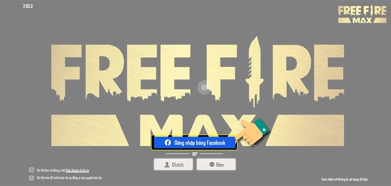 Màn hình đăng nhập Free Fire Max với tùy chọn đăng nhập bằng Facebook