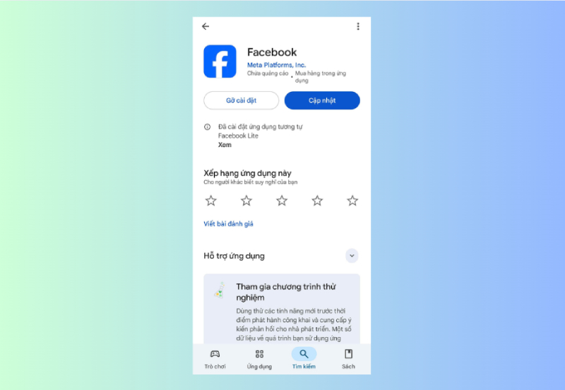 Cập nhật ứng dụng Facebook trên Google Play