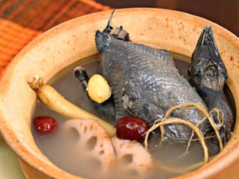 Món gà ác nầm rượu