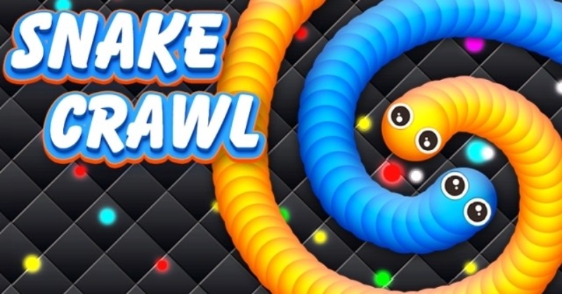 Hai con rắn màu vàng và xanh quấn lấy nhau trong Snake Crawl