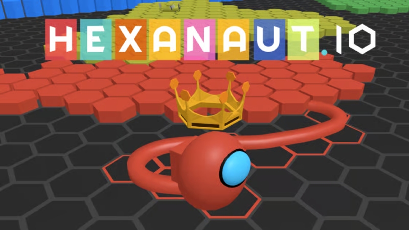 Rắn đỏ trong Hexanaut.io di chuyển trên bản đồ ô lục giác
