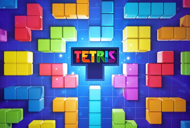 Các khối Tetris nhiều màu sắc trong màn chơi cổ điển