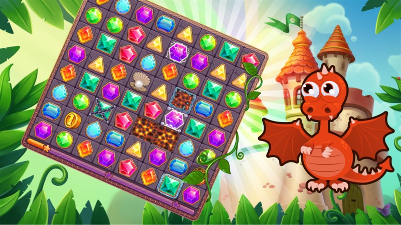 Bảng ghép đá quý với hình rồng hoạt hình dễ thương