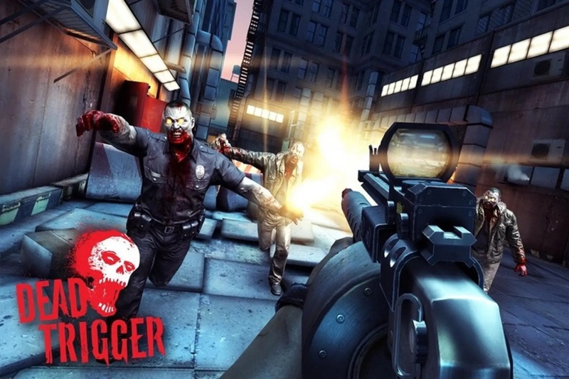 Góc nhìn người chơi bắn zombie lao đến với vũ khí hiện đại