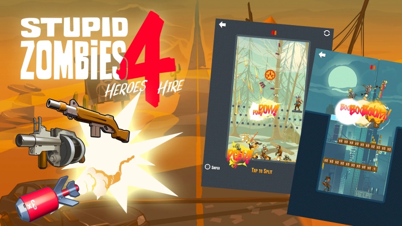 Giao diện gameplay bắn zombie với hiệu ứng súng