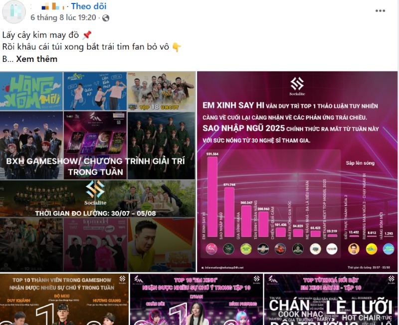 Fanpage của một trang nổi tiếng đu trend