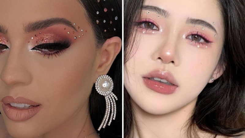 Makeup Giáng Sinh đính thêm ngọc trai
