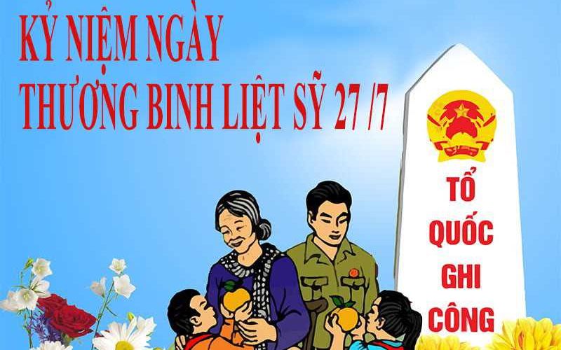 Hình kỷ niệm ngày Thương binh Liệt sĩ với bia đá ghi công