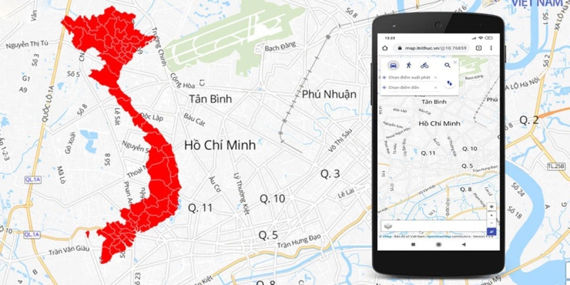 bản đồ số cho phép người dùng linh hoạt tìm kiếm địa điểm, xem lộ trình di chuyển,...