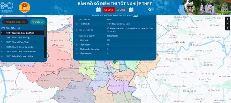 bản đồ số giúp tra cứu điểm thi 1 cách chính xác