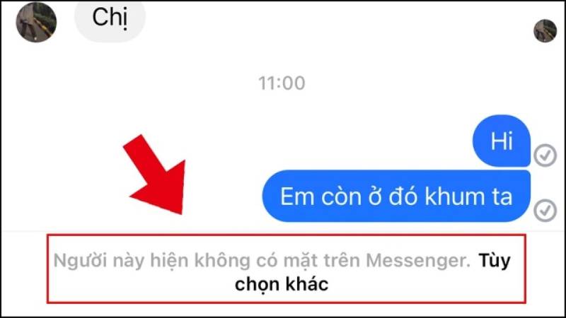 Thông báo Người này hiện không có mặt trên Messenger
