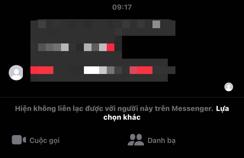  Lỗi hiện không liên lạc được với người này trên Messenger