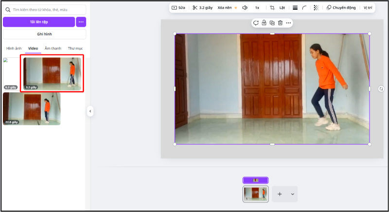 Chèn video người di chuyển trong Canva để tạo hiệu ứng Morph