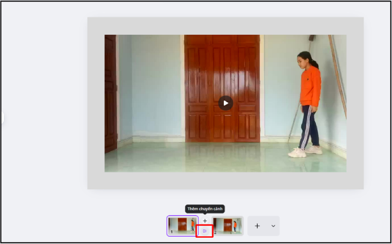 Thêm chuyển cảnh giữa hai trang video trong Canva