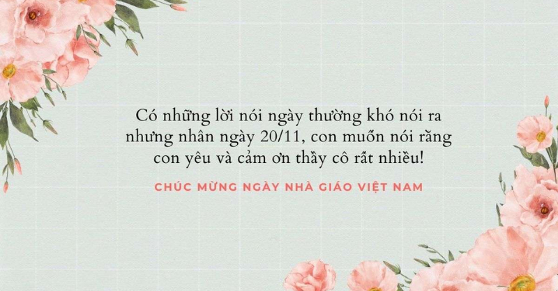 Thiệp chúc mừng Ngày Nhà giáo Việt Nam 20/11 nền hoa pastel nhẹ