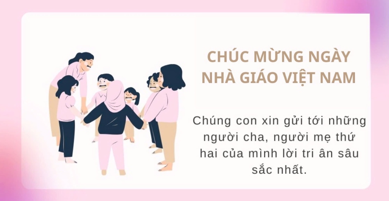 Chúc mừng 20/11 với hình ảnh cô giáo và học sinh nắm tay