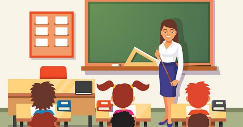 Hình ảnh chibi cô giáo đang giảng bài