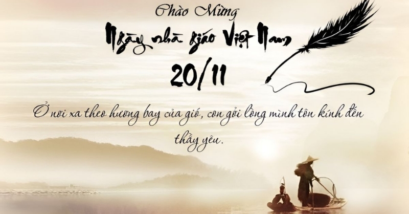 Thiệp chào mừng Ngày Nhà giáo Việt Nam 20/11 phong cảnh sông nước