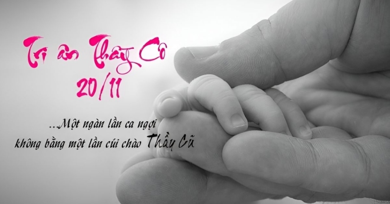 Thiệp tri ân thầy cô 20/11 với hình ảnh tay nắm tay ý nghĩa