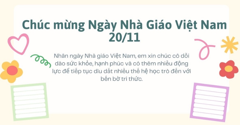 Hình ảnh 20/11 Ngày Nhà giáo Việt Nam với hoa và lời chúc ý nghĩa