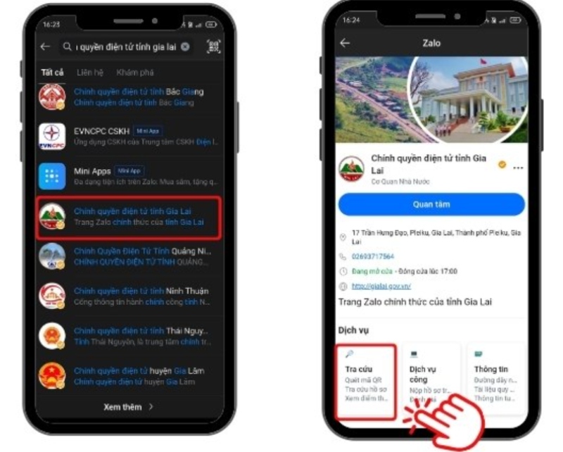 Truy câp zalo tra cứu điểm thi tốt nghiệp