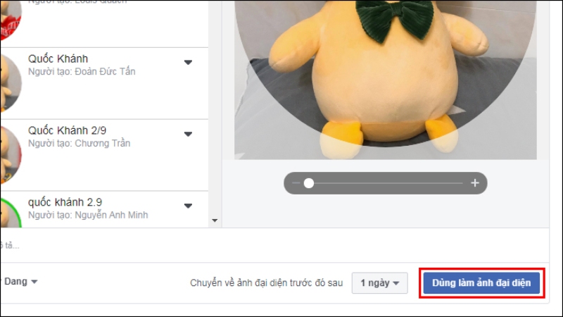 Xác nhận dùng ảnh đại diện với khung 2/9