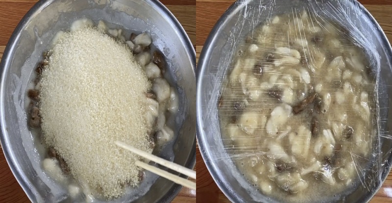 Ướp thịt mãng cầu với đường để bắt đầu làm mứt