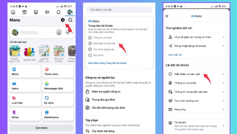 Mở Trung tâm tài khoản để khắc phục lỗi không gỡ được Messenger