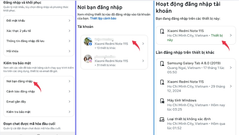 Kiểm tra nơi đăng nhập khi gặp lỗi không gỡ Messenger