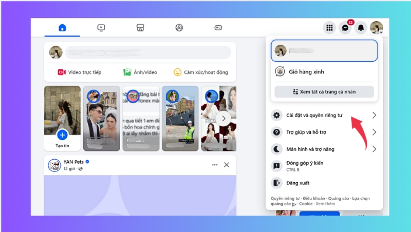 Truy cập Cài đặt Facebook để thực hiện gỡ ứng dụng trên thiết bị