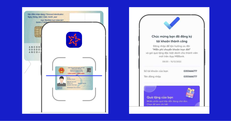 Đăng ký tài khoản MB Bank, quét CCCD và hoàn tất nhập mã giới thiệu nhận quà hấp dẫn