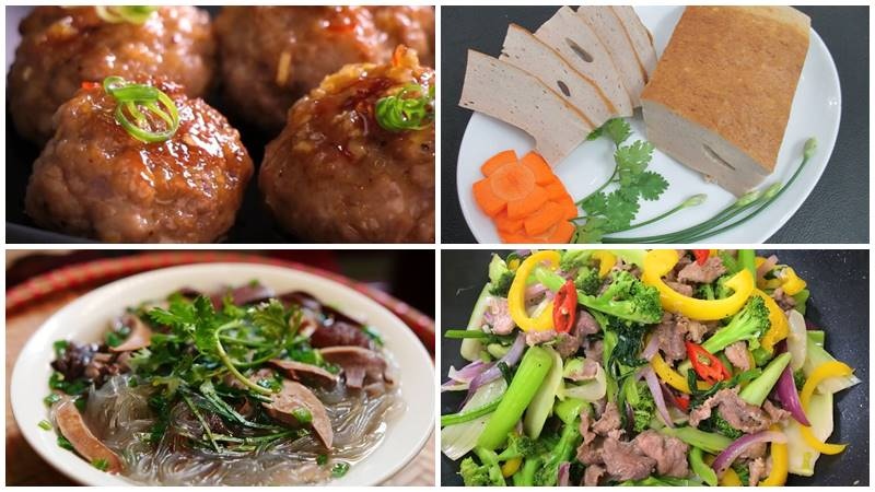 Mâm cỗ thứ 3 của người Bắc vào dịp tết gồm canh miến, thit viên rim, chả quế