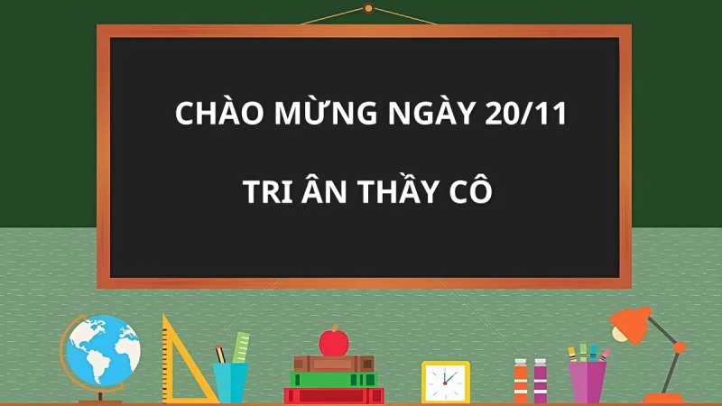 Tri ân thầy cô với background 20/11 đẹp, đơn giản