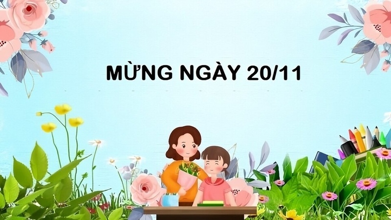 mẫu background 20/11 hoa cỏ, thiên nhiên