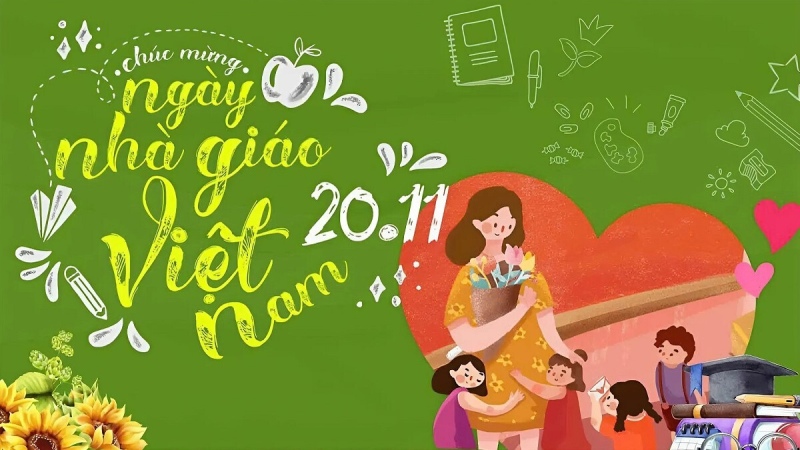 Mẫu background 20/11 dành cho mầm non sáng tạo