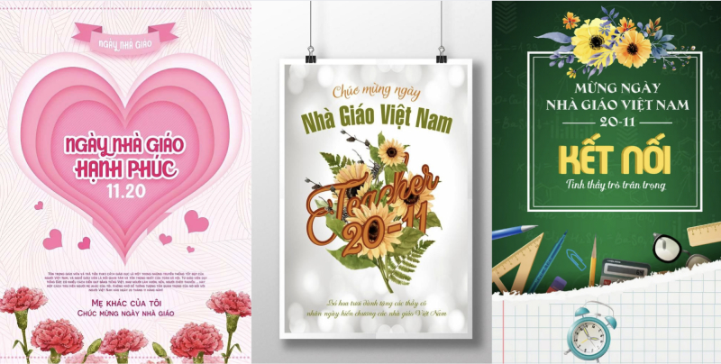 Bộ ba poster Ngày 20/11 với phong cách đa dạng