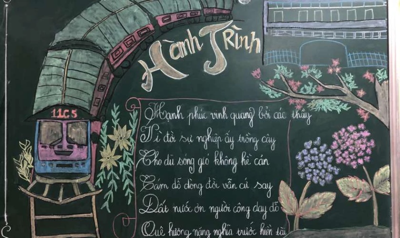 trang trí bảng 20/11 bằng phấn ấn tượng