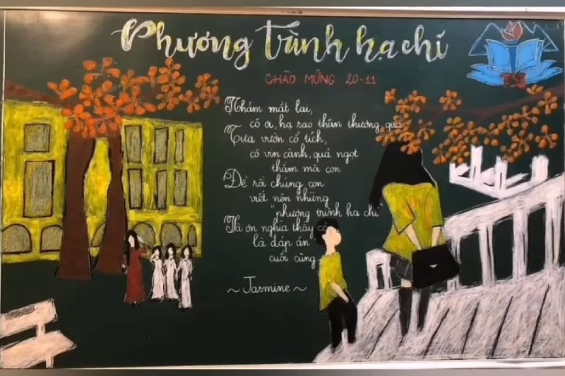 Mẫu trang trí bảng 20/11 cho THCS ấn tượng