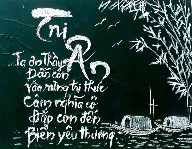 Mẫu trang trí bảng 20/11 thư pháp đẹp mắt