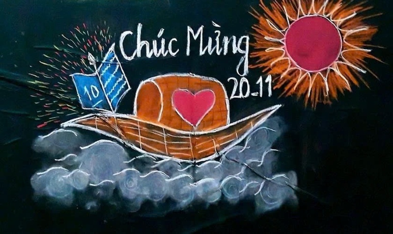 trang trí bảng 20/11 bằng phấn bắt mắt