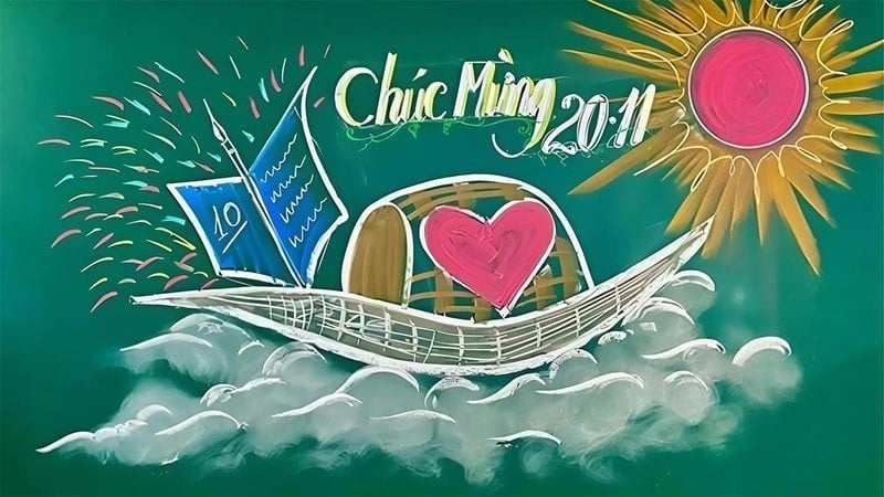 Mẫu trang trí bảng 20/11 chủ đề “Vượt sóng” đẹp nhất