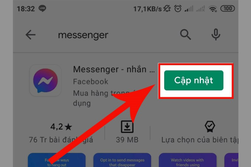 Cập nhật ứng dụng Messenger trên Google Play
