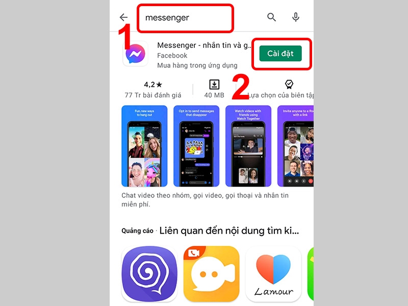 Cài đặt lại ứng dụng Messenger từ Google Play