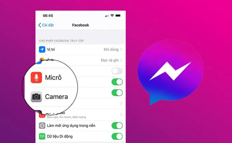 Cài đặt quyền truy cập micro và camera cho Messenger