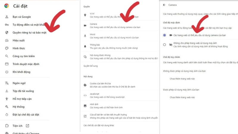 Cấp quyền camera cho Messenger trong cài đặt trình duyệt